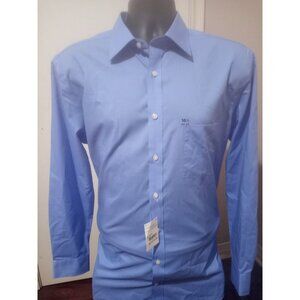 New Stafford Easy Care Travel Men's 16.5 34-35 (XL) Fitted Dress Shirt Blue NWT